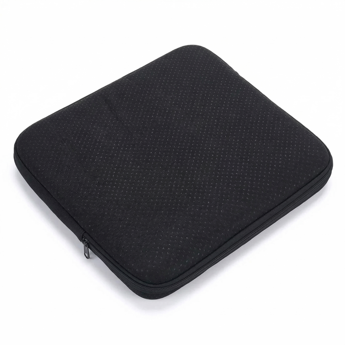 Black machine-washable cover for the MediGel seat cushion, zipped closed